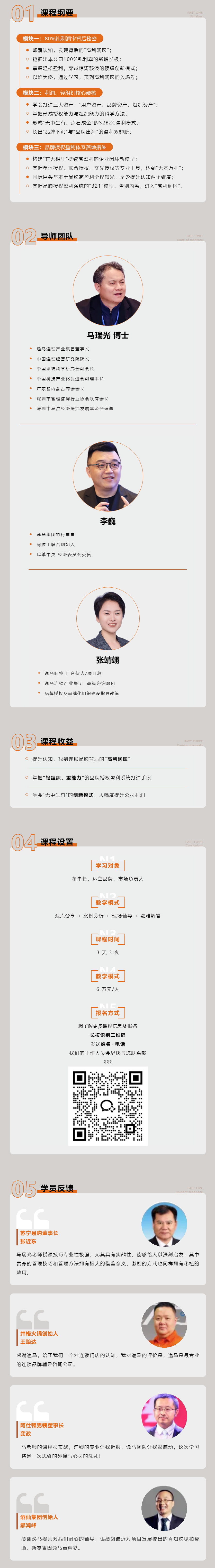 盈利增長(zhǎng) | 逸馬連鎖專家馬瑞光、李巍、張靖翊《品牌授權(quán)盈利系統(tǒng)》課程介紹