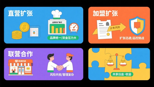 餐飲連鎖門店擴(kuò)張模式解析（直營(yíng)、加盟、聯(lián)營(yíng)多路徑布局）